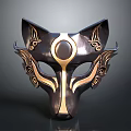 Black And Gold Decorative Animal Shaped Mask With Intricate Patterns And Symmetric Design