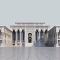 Ancient Architecture With Symmetrical Facade Arched Windows Intricate Carvings And Stone Steps