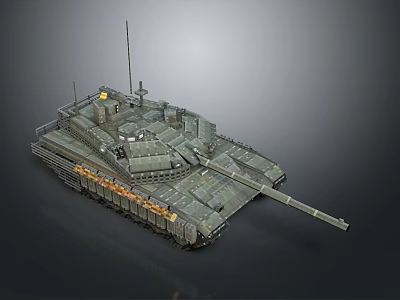 Military Tank With Long Gun Barrel Heavy Duty Tracks And Armored Turret 3d model