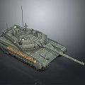 Military Tank With Long Gun Barrel Heavy Duty Tracks And Armored Turret
