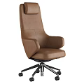 Single Chair Modern Leather Beige Brown Swivel Wheels Office Home Use Design
