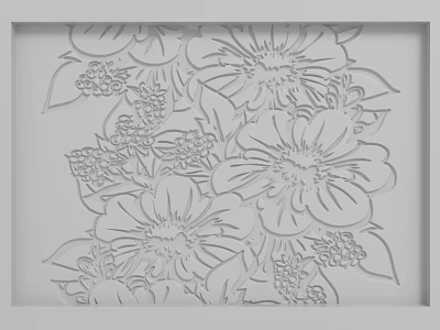 Elegant Background Wall With Intricate Floral Carving Design And White Finish 3d model