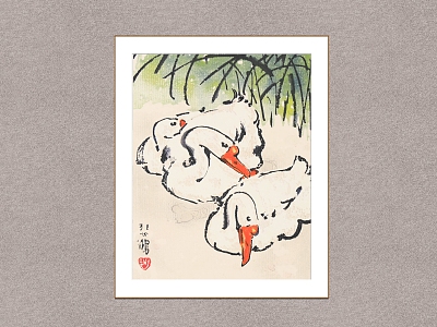 New Chinese Animal Painting Xu Beihong Goose model