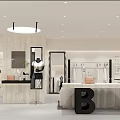 Modern Clothing Store Interior With Mannequins Display Racks And Cashier Counter