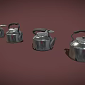 Four Shiny Silver Cups Arranged On Brown Background With Metallic Finish