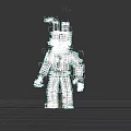 Game Movie Character Mechanical Rabbit Block Style With Dark Color And Red Details