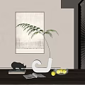 Modern Decorative Accessories Set with Rhino Figurine Vase Plant and Fruit Bowl for Living Room