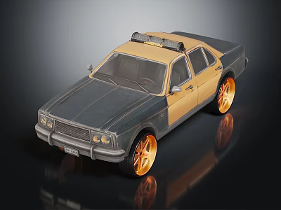 Black and Yellow Utility Vehicle with Orange Wheels and Roof Rack Sturdy Design 3d model