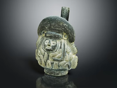 Ancient Stone Sculpture With Human Figure Design And Intricate Carved Details 3d model
