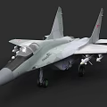 Light Gray Fighter Jet With Red Star Emblem Landing Gear And Missile Attachments