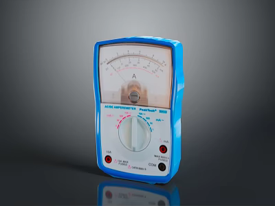 Computer Maintenance Analog Multimeter Featuring Blue White Design Meter Dial And Knob 3d model