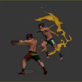 Game And Movie Characters Two Boxers In Dynamic Fighting Action With Yellow Splashes