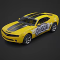 Modern Yellow Sports Car With Black Stripes And CRABTREE Graffiti Design