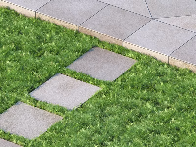 Outdoor Garden Stepping Stones Path With Natural Stone Slabs On Green Grass 3d model