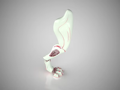 Intelligent Machine Robotic Arm Featuring White Design Red Lines And Muscle Like Internal Structure 3d model