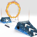 Commercial Stunt Performance Equipment With Flaming Ring And Star Stripe Patterned Ramps