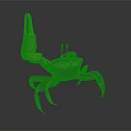 Spotted Crab With Large Red Claw And Black Body Standing On Dark Surface