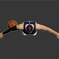 Man In Blue Warriors Jersey Standing With Basketball On Floor