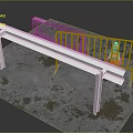 Construction Site Components Featuring Metal Beam Railing Concrete Block And Orange Traffic Cone
