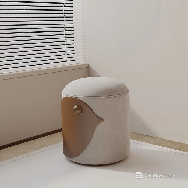 Elegant Modern Round Side Table With Soft Velvet Surface And Copper Metal Accent 3d model