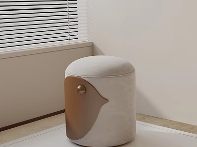 Elegant Modern Round Side Table With Soft Velvet Surface And Copper Metal Accent 3d model