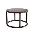Modern Round Top Coffee Table With Dark Brown Finish And Sturdy Circular Base Frame 3d model