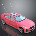 Red Shiny Sedan With Sunroof Antennas And Modern Black Design Wheels