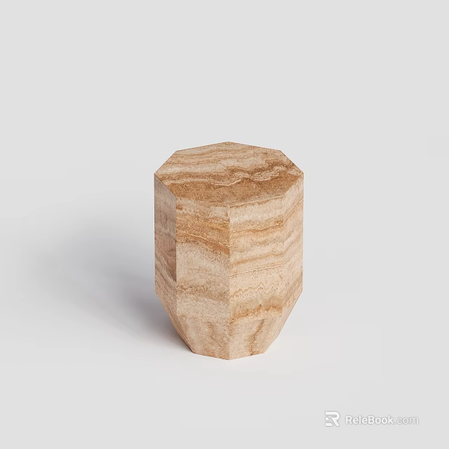 Modern Octagonal Coffee Table With Wood Grain Marble Texture And Minimalist Design 3d model