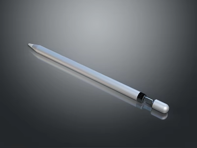 Sleek Silver Metallic Pen With Smooth Surface On Dark Reflective Background 3d model