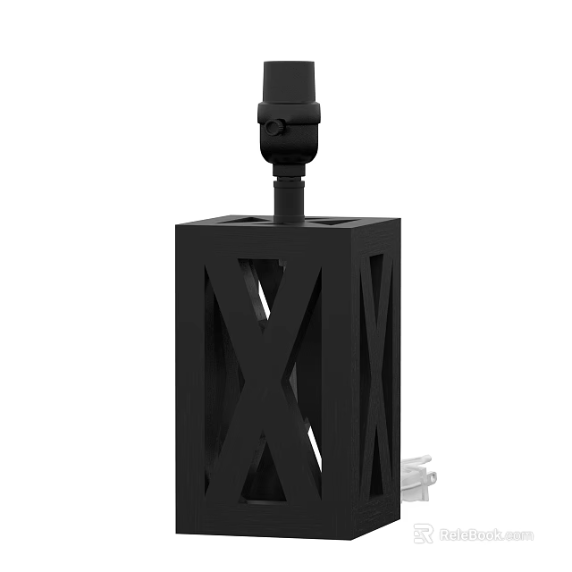 Black Modern Ceiling Light With Geometric Hollow X Shape Square Frame Design 3d model 