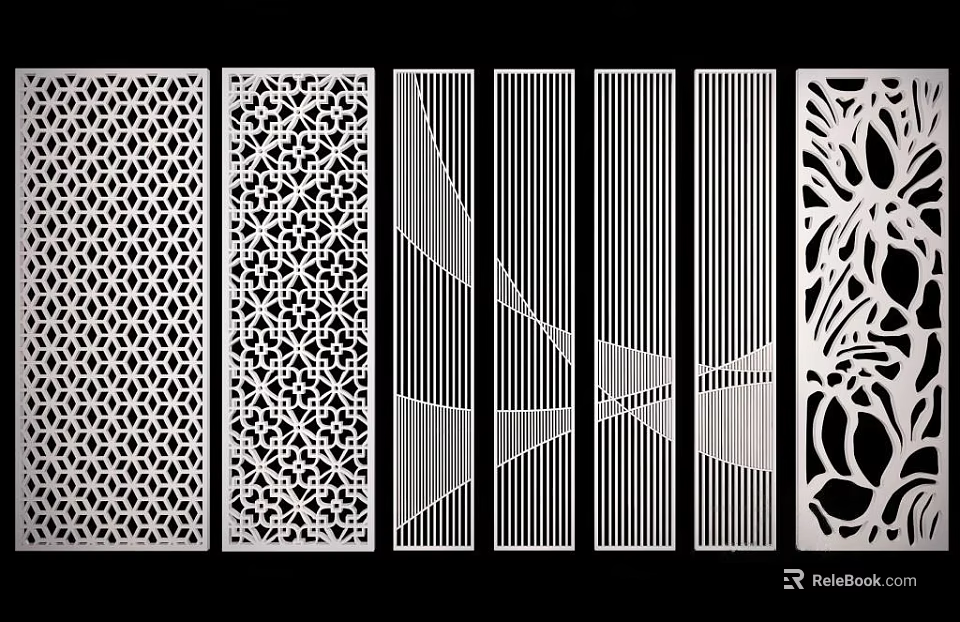 Modern Decorative Room Dividers With Laser Cut Patterns And Geometric Designs 3d model 