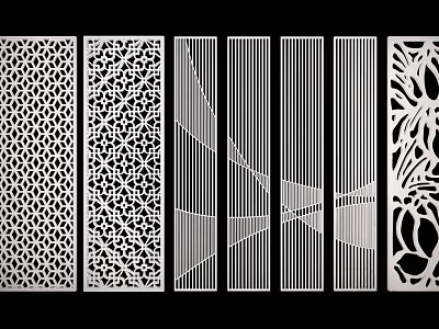 Modern Decorative Room Dividers With Laser Cut Patterns And Geometric Designs 3d model