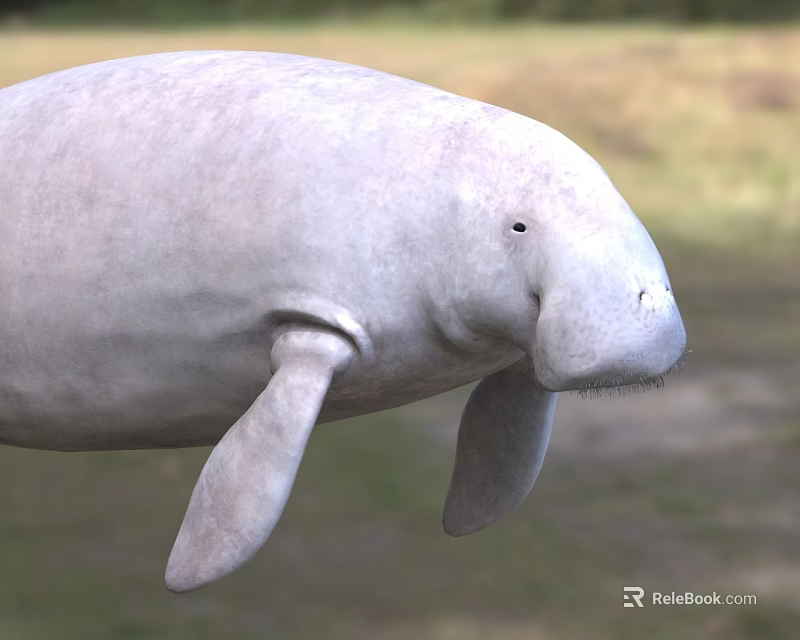 Gentle Gray Manatee Aquatic Animal With Rounded Body And Flippers In Marine Life 3d model 
