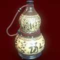 Traditional Gourd Ornament Decoration Set With Decorative Patterns Chinese Characters Red String And Base
