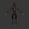 Futuristic Game and Movie Character in Black Combat Suit With White Lines