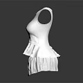 Elegant White Sleeveless Dress With Ruffled Hem And Fitted Waist