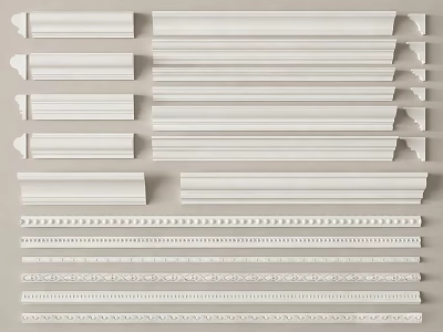 Decorative Gypsum Cornice Molding with Various Patterns for Home Interiors 3d model