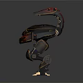 Mechanical Dinosaur Robot With Black Red Gold Armor And Mechanical Structure