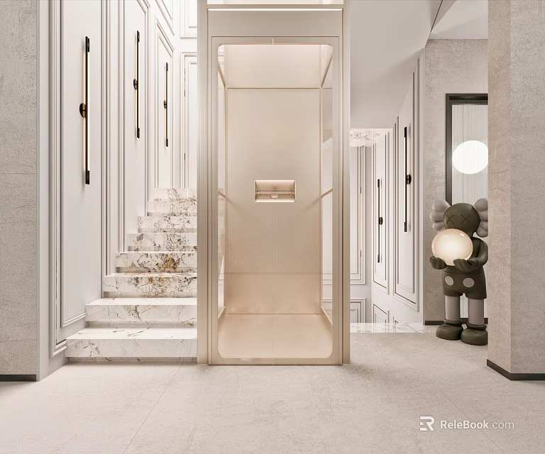 Modern Open Kitchen Interior With Island Counter And Stainless Appliances 3d model