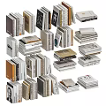 Various Stacked Books And Magazines With Diverse Covers In Reading Collection