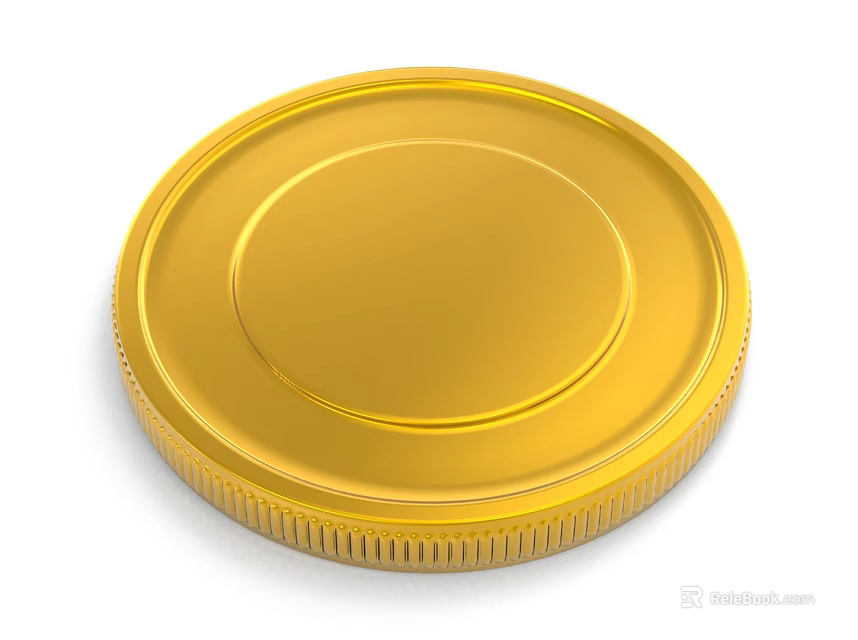 Golden Round Metallic Lid Featuring Shiny Smooth Surface And Ribbed Edges 3d model 