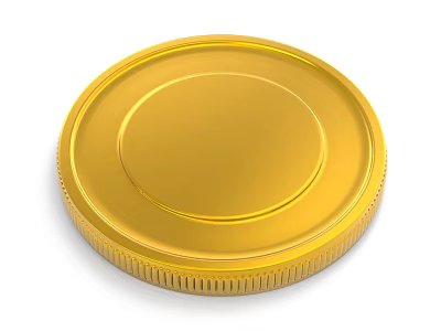 Golden Round Metallic Lid Featuring Shiny Smooth Surface And Ribbed Edges 3d model