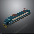 Blue and White Electric Train Model with Red Pantographs on Top and Detailed Design