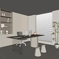 Modern Cream Style Study 3d model