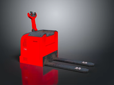Red T2 Model Industrial Forklift With Heavy Duty Pallet Forks And Hydraulic System 3d model