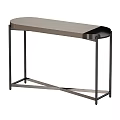Modern Reception Desk With Sleek Metal Frame And Smooth Oval Tabletop Design 3d model