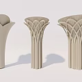 Three Modern Decorative Columns With Intricate Lattice Patterns And Light Design 3d model