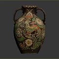 Elegant Decorative Vase With Two Handles Colorful Phoenix And Floral Patterns