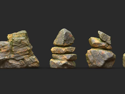 Natural Stacked Rock Decorative Stones With Layered Arrangement For Interior 3d model