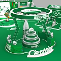 Commercial Equipment Exhibition Booth with Green Arched Structure and SPOIL YOURSELF Branding